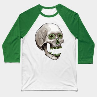 Jade Geode Crystal Skull Baseball T-Shirt